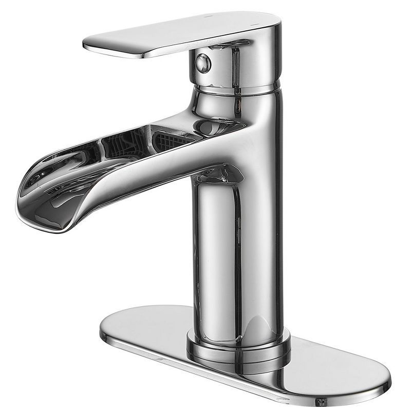 Polished Chrome Single Handle Waterfall Bathroom Faucet