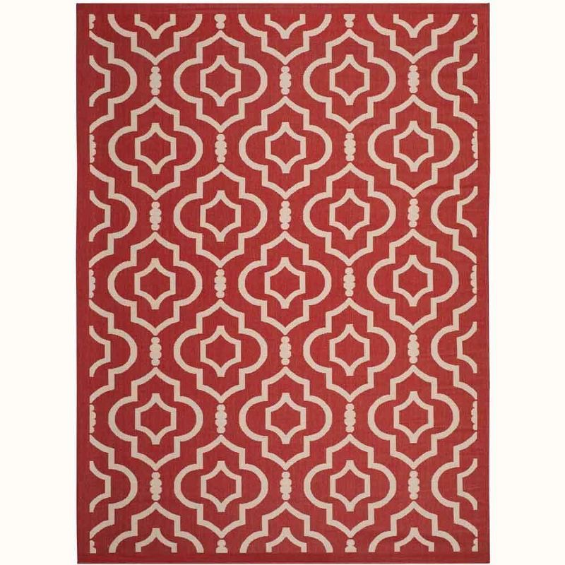 Red/Bone Synthetic 9' x 12' Rectangular Easy-Care Area Rug