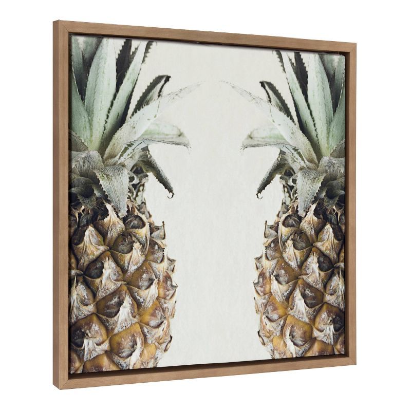 Gold Framed Pineapples Print on Canvas, 22" x 22"
