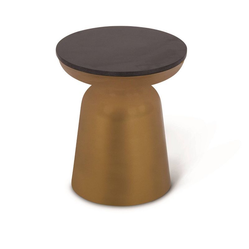 Contemporary Round Stone Top Metal Frame End Table