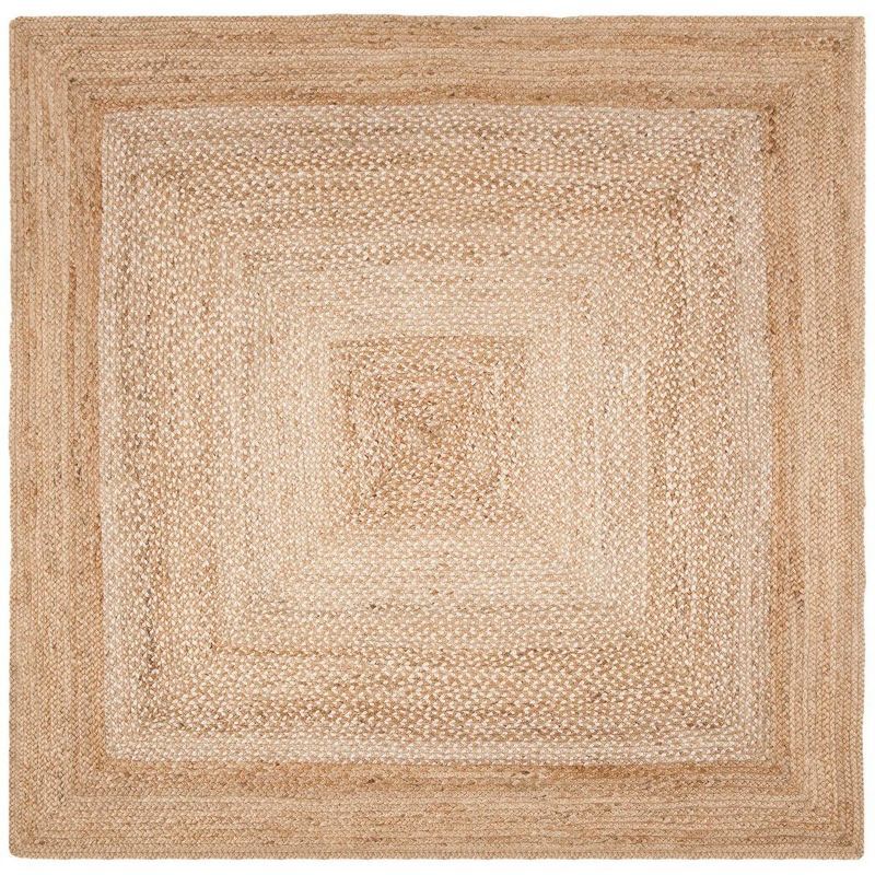 Ivory Square Hand-Woven Jute Area Rug - 6' Reversible Design