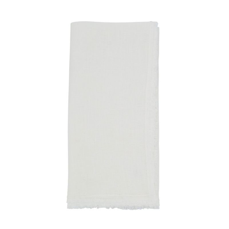 Ivory Fringed Stone Washed Cotton Napkins, Set of 4