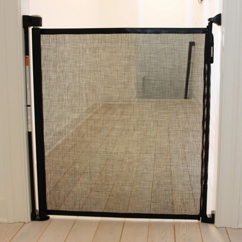 Black Retractable Mesh Safety Gate for Children and Pets