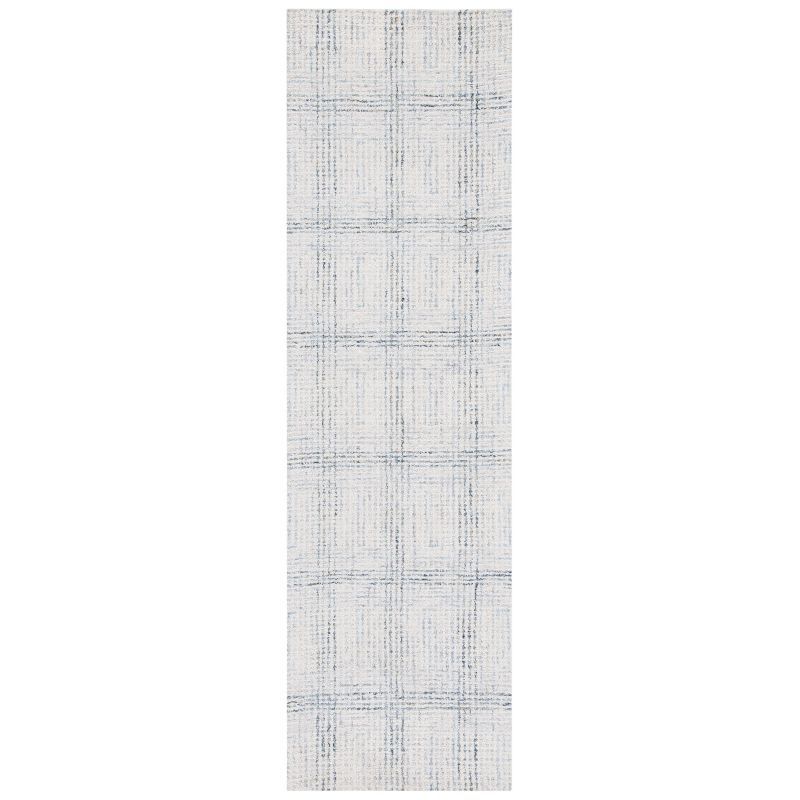 Ivory and Gold Handmade Abstract Wool Runner Rug