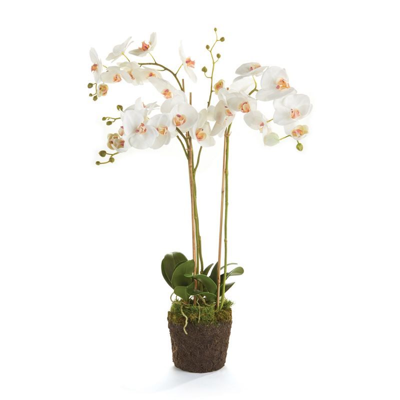 White Faux Phalaenopsis Orchid Potted Tabletop Decor, 31"