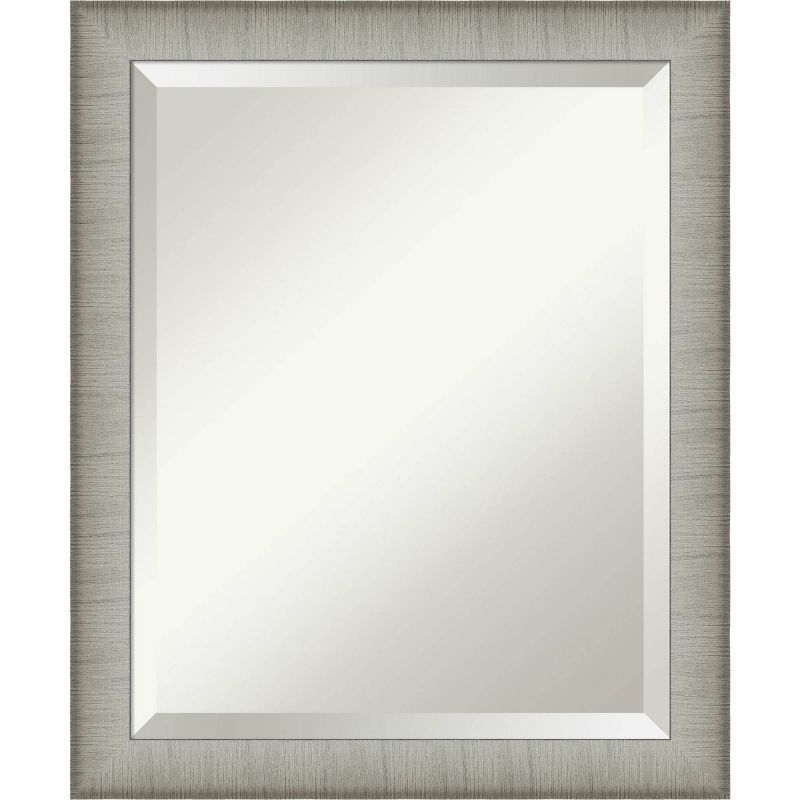 Elegant Brushed Pewter 19" x 23" Rectangular Bathroom Mirror