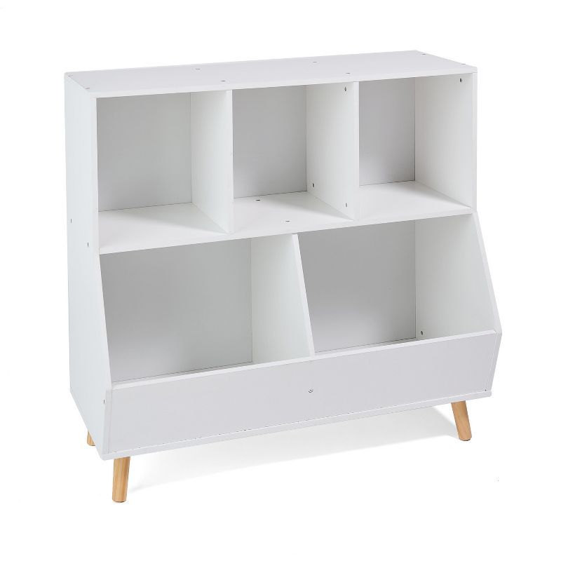 White Wooden Kids Toy Storage Cubby with Feet