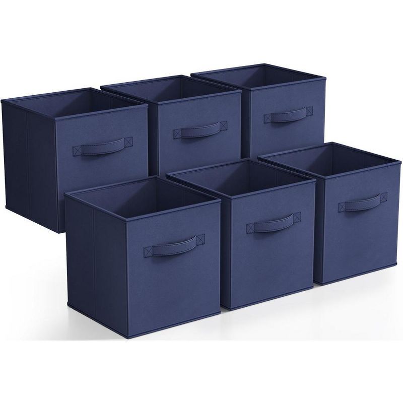 Navy Blue 11" Foldable Fabric Storage Cubes - 6 Pack