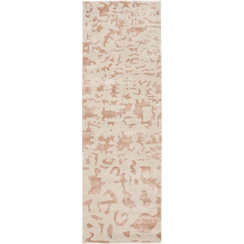 Ivory and Beige Hand-Tufted Wool and Viscose Runner Rug