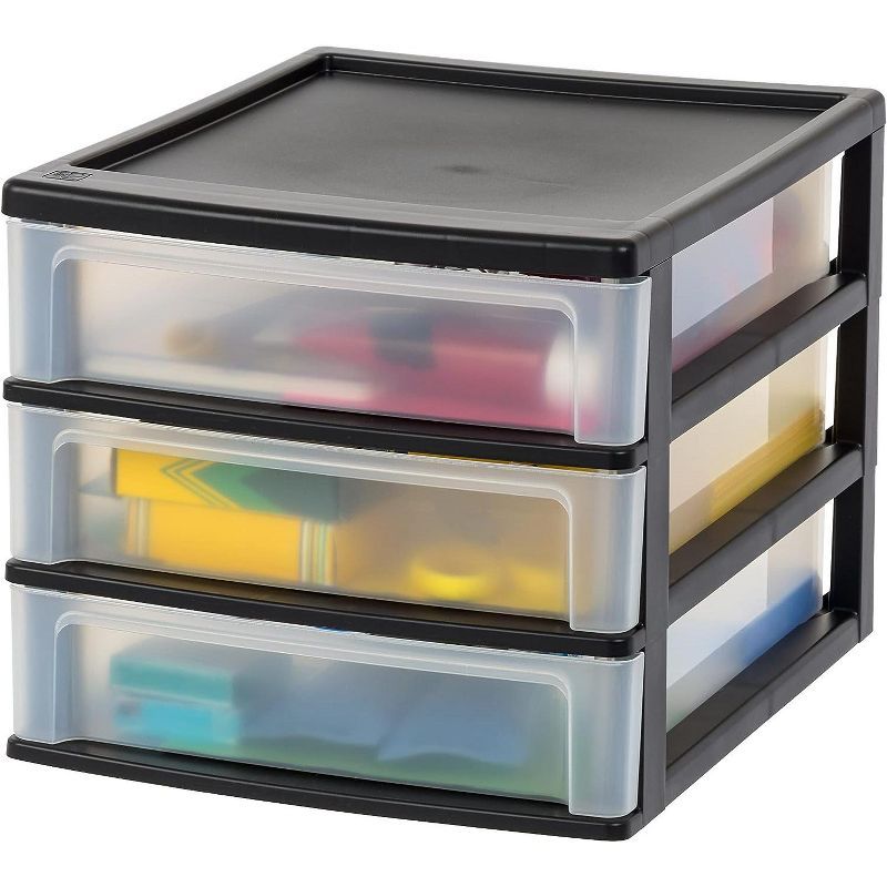 Medium Black Plastic 3-Drawer Stacking Desktop Organizer