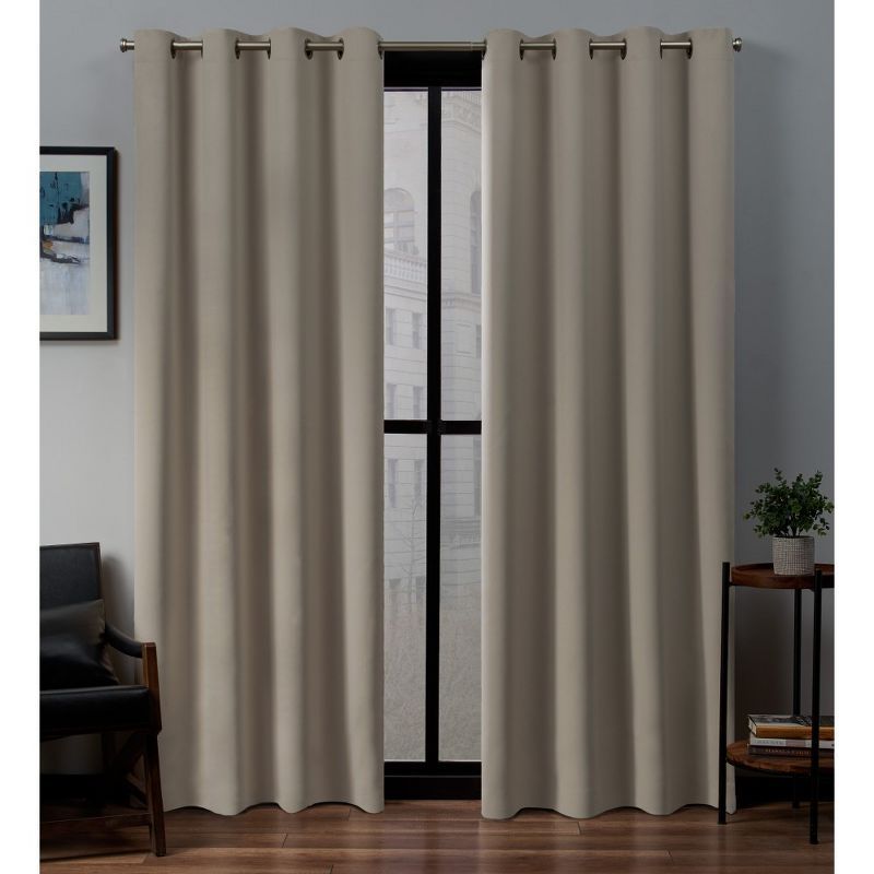 Stone Sateen Twill Blackout Grommet Curtain Panels, 52" x 96"