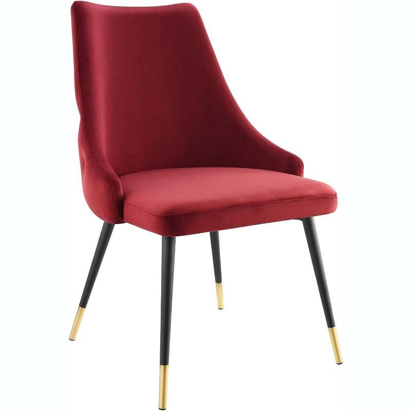 Maroon Velvet Upholstered Side Chair with Metal Legs
