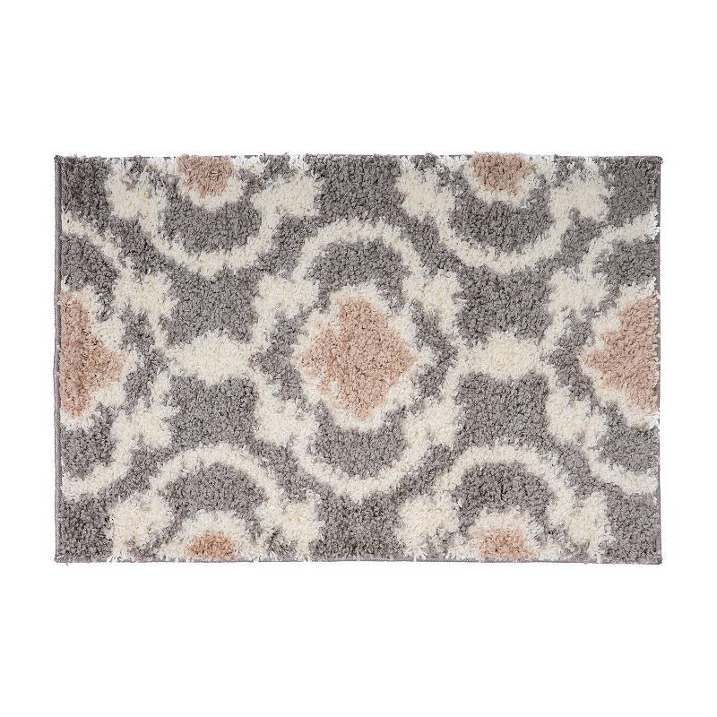 Cozy Gray/Cream Trellis Shag Rug 2' x 3' Synthetic Easy Care