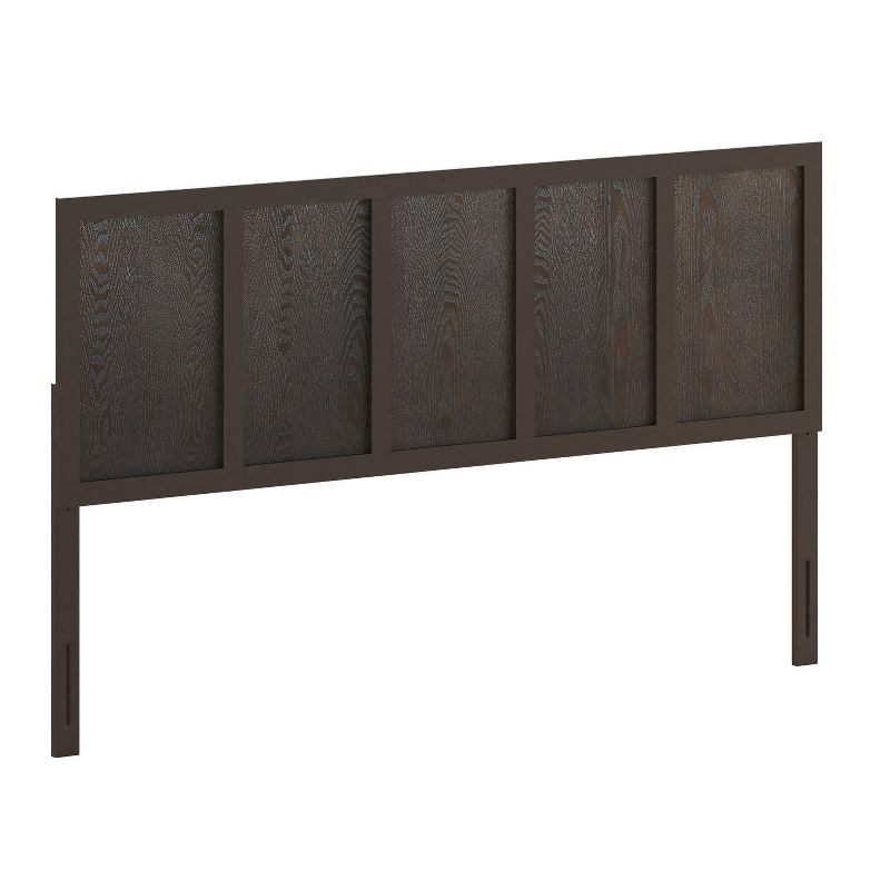 King Dark Brown Solid Wood and Metal Paneled Headboard