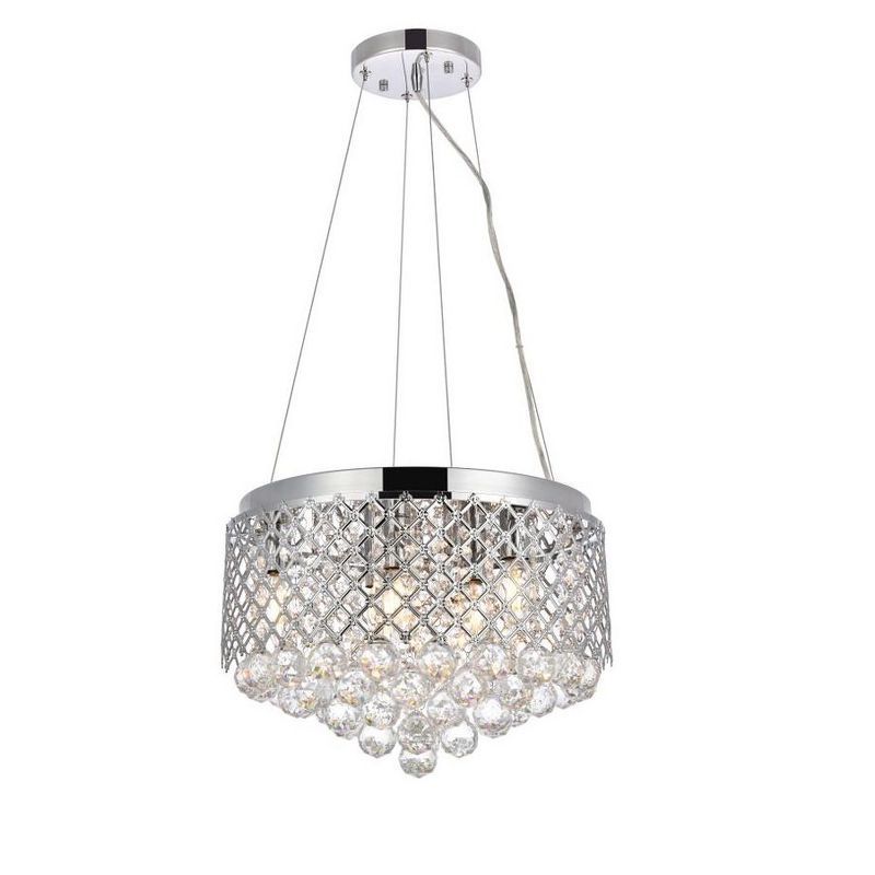 Elegant Chrome and Crystal Round Pendant Light