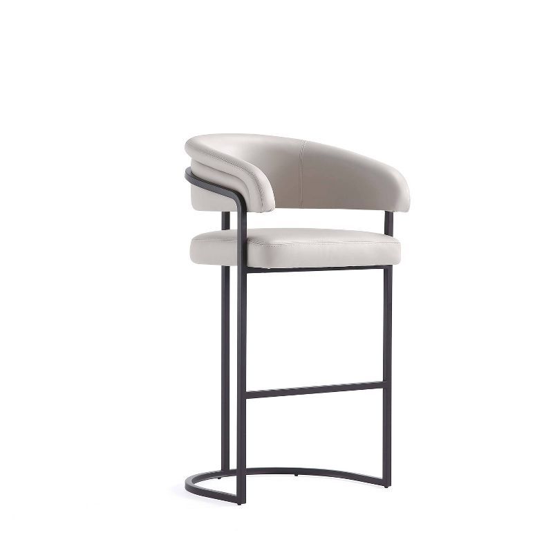 Augusta Light Gray Leatherette Upholstered Barstool with Metal Frame