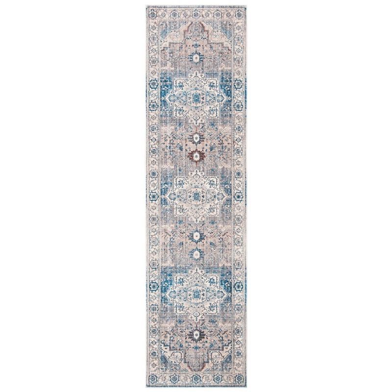 Vintage Gray and Blue Persian Power Loomed Area Rug