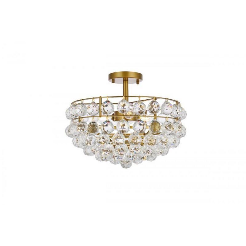 Savannah 16" Brass and Crystal Flush Mount Light