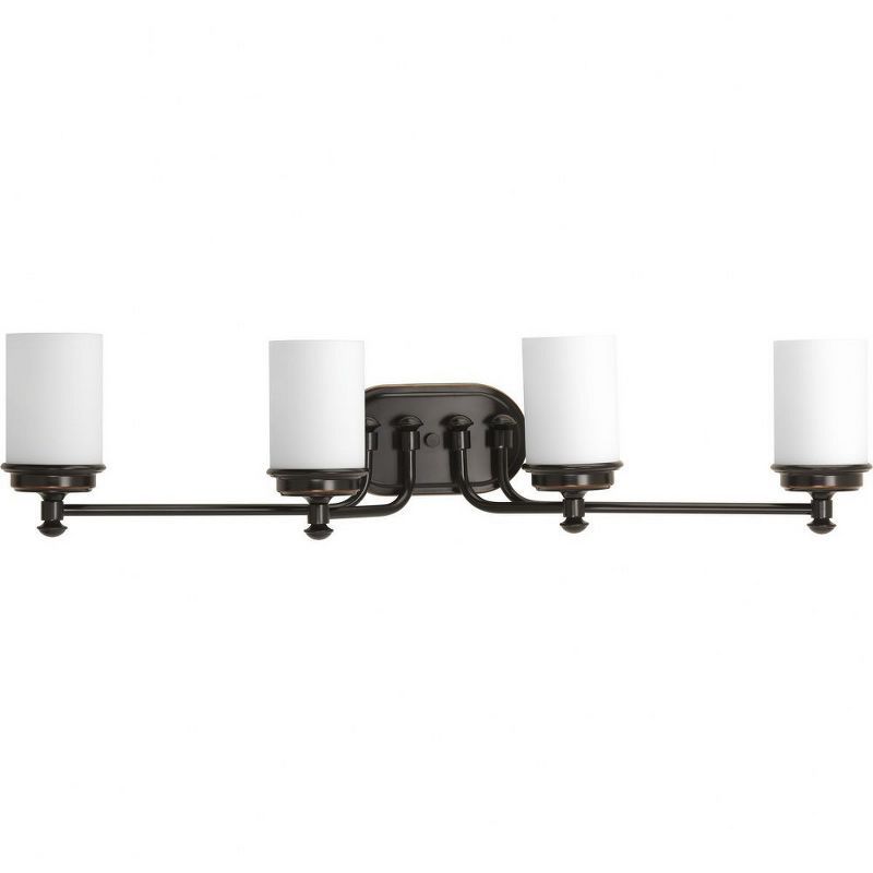 Rubbed Bronze 34" 4-Light Bath Vanity with Glass Shades