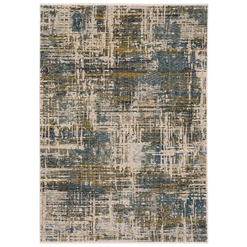 Hayden Blue and Gold Abstract Rectangular Area Rug 3'3" x 5'