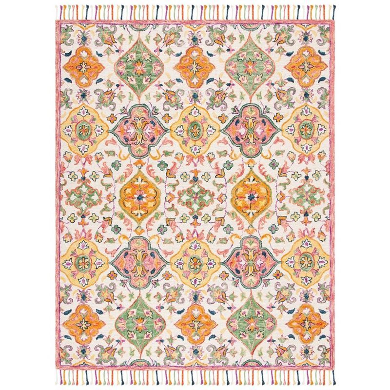 Ivory Tufted Handmade Reversible Wool 8' x 10' Rug