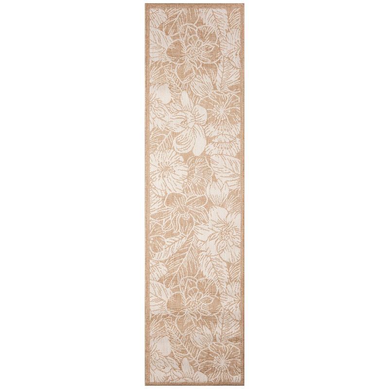 Botanical Sand Floral 24" Synthetic Flat Woven Indoor/Outdoor Rug