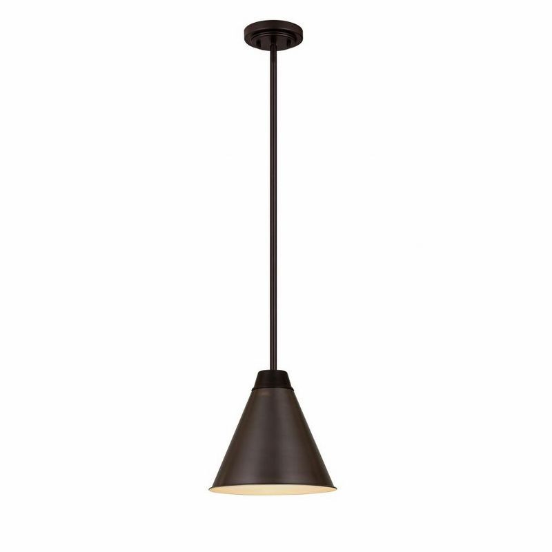 Eaton Sleek Minimalist 12" Bronze Plate & Nickel Pendant Light