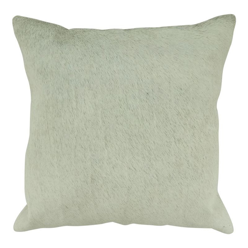 Gray Cowhide Leather Throw Pillow Cover, 18"