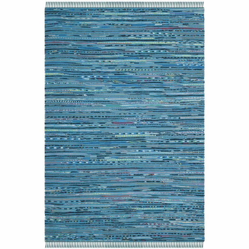 Handmade Light Blue Cotton Flat Woven 6' x 9' Rug