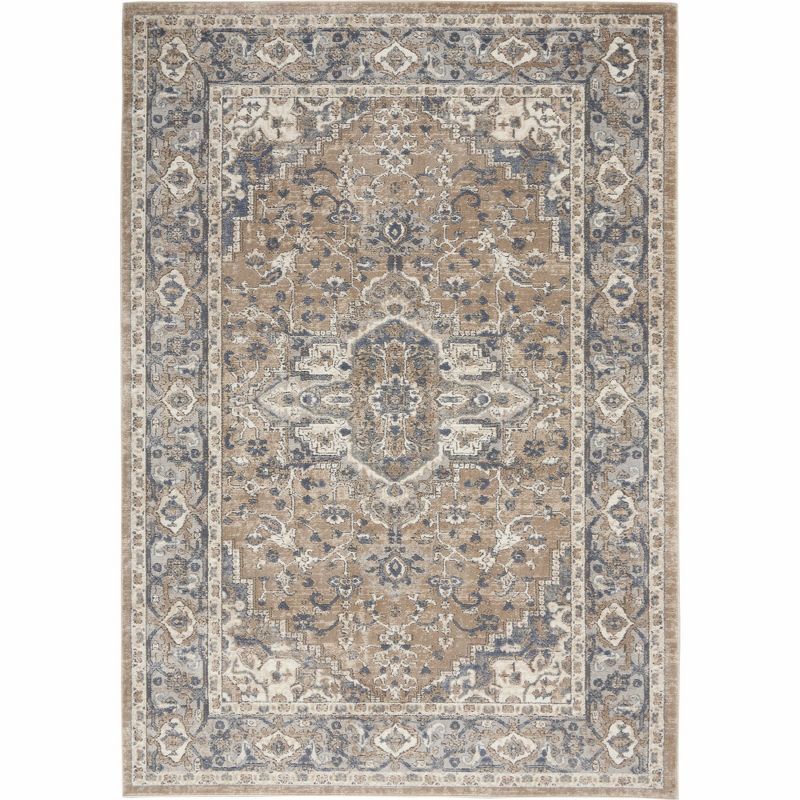 Elegant Beige & Grey Reversible 5' x 7' Synthetic Area Rug