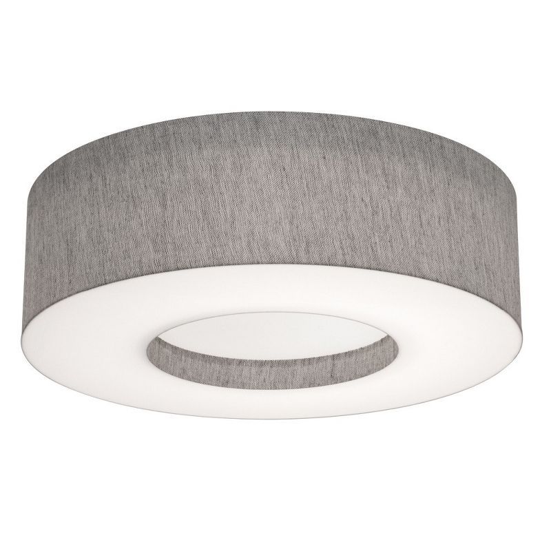 Grey Glass Drum Indoor/Outdoor Flush Mount Light