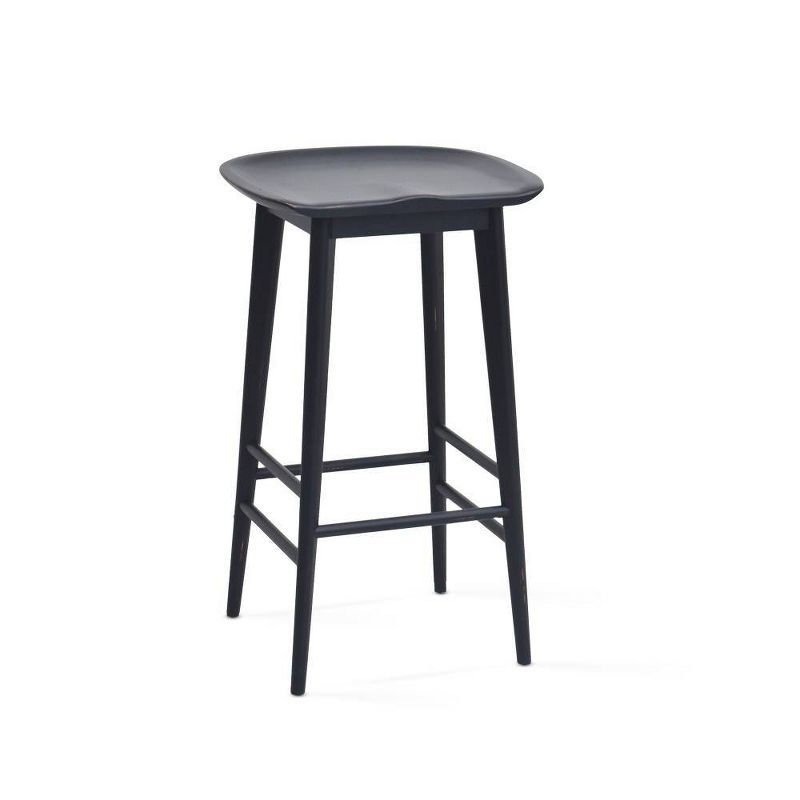 Hilton Transitional Black Solid Wood 24" Counter Stool