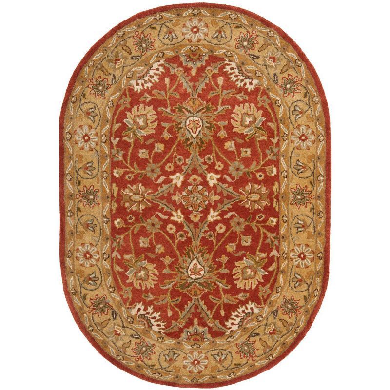 Handmade Rust and Gold Wool Oval Area Rug