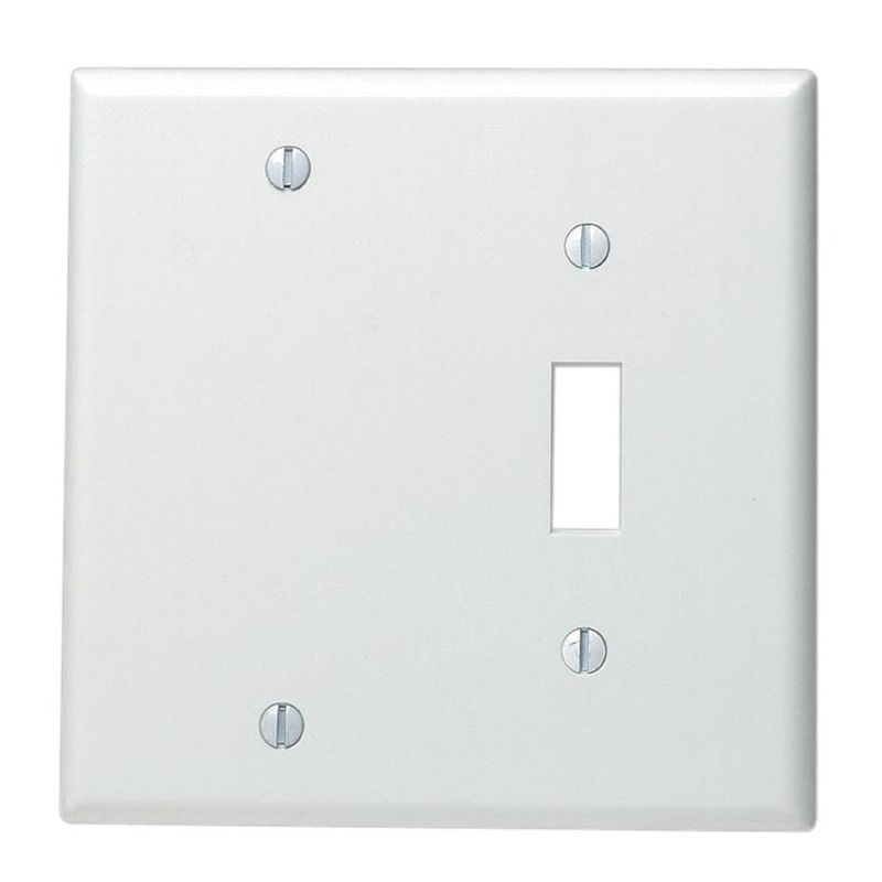 Leviton White 2-Gang Thermoset Blank and Toggle Wall Plate