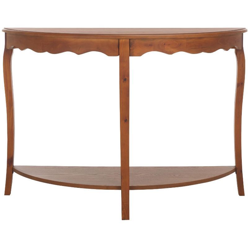 Christina Transitional Demilune Console Table with Storage in Brown