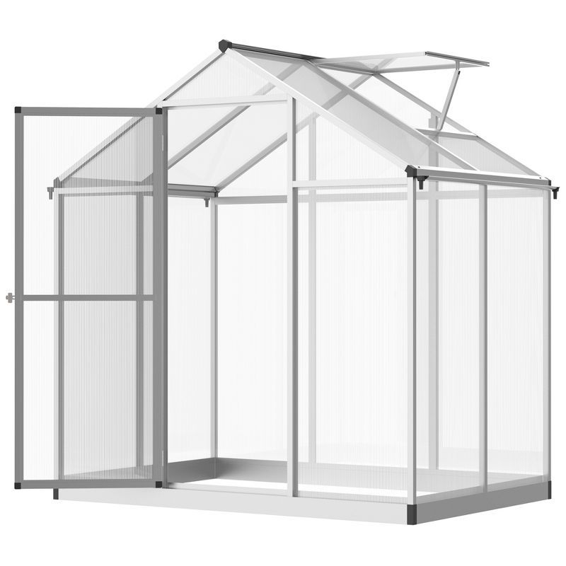 Outsunny 4' x 6' Polycarbonate Walk-In Greenhouse with Roof Vent