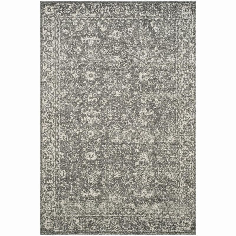 Evoke Gray and Ivory Synthetic Rectangular Area Rug