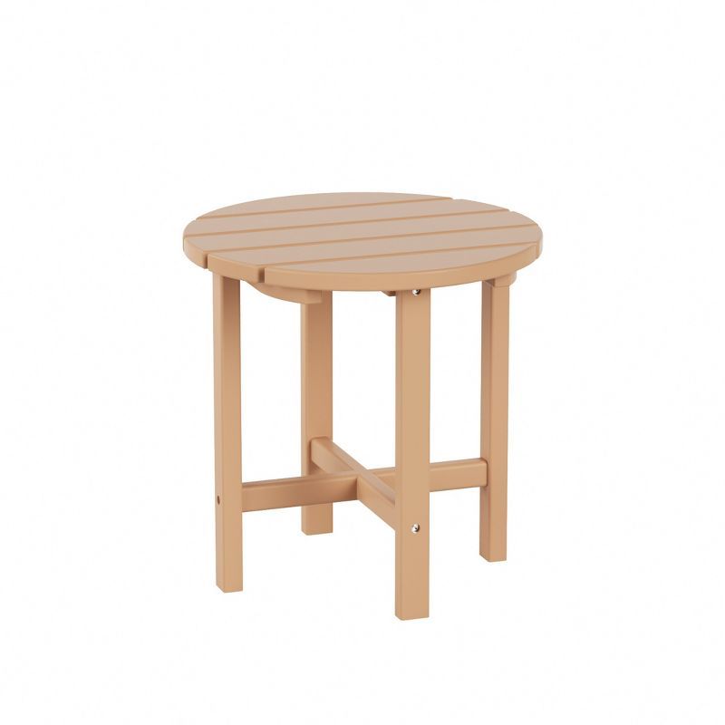 Teak Round All-Weather Outdoor Patio Side Table