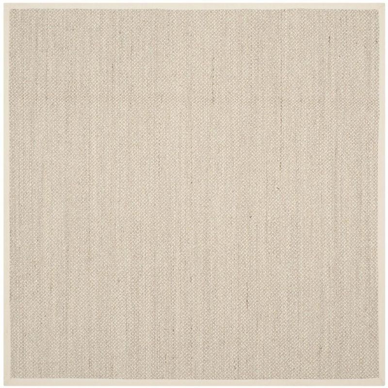 Marble Beige 9' Square Handwoven Cotton Area Rug