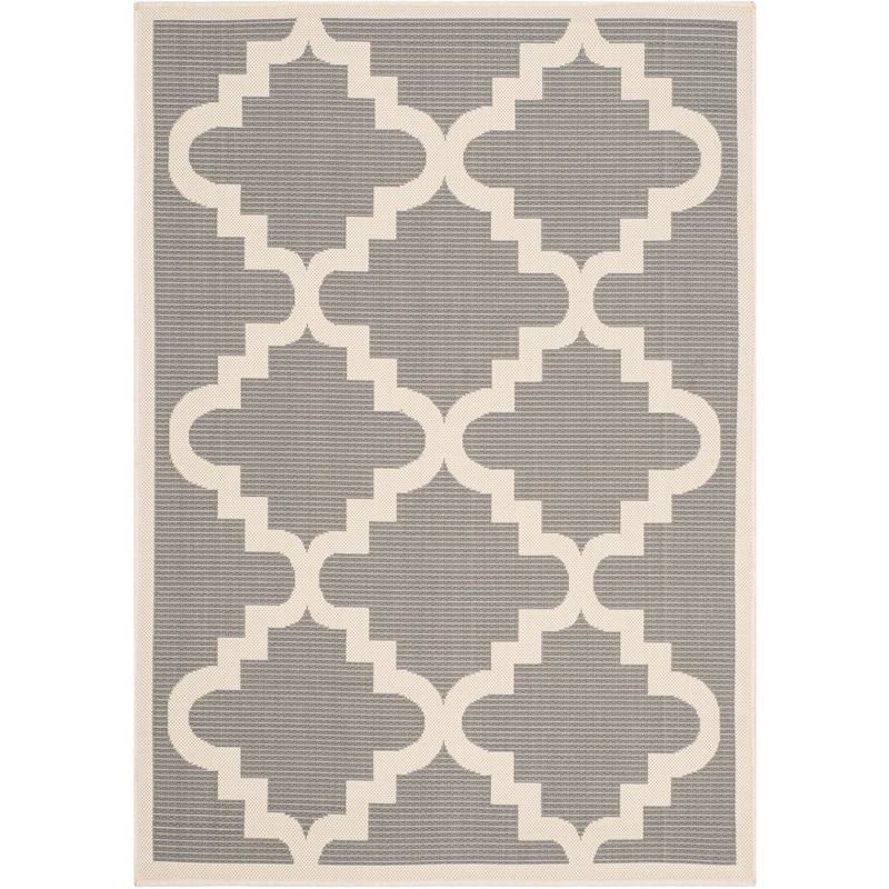 Anthracite and Beige Rectangular Synthetic Outdoor Area Rug