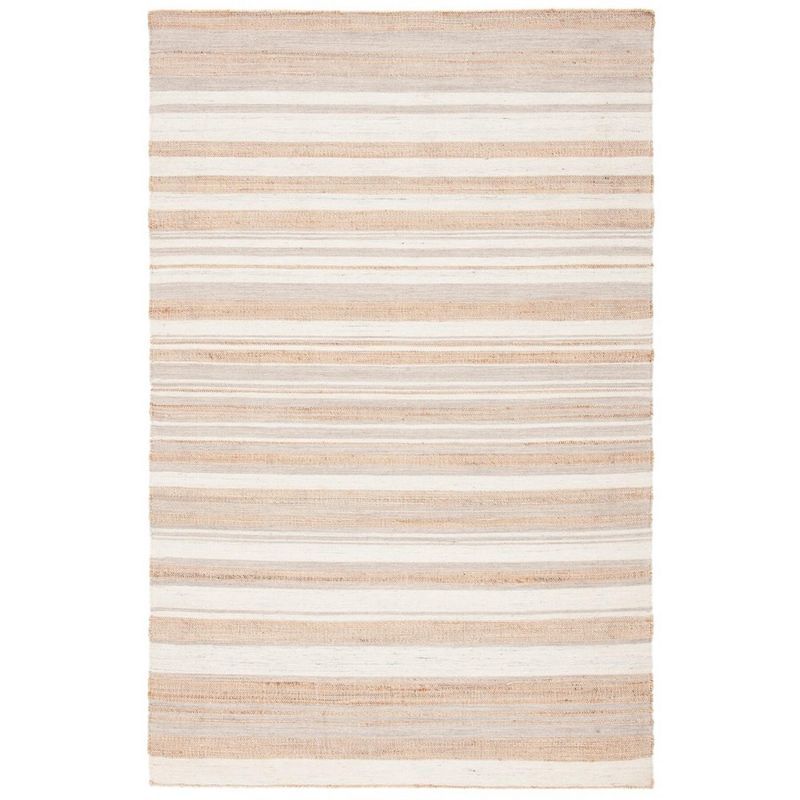 Ivory and Natural Wool Cotton Flatweave Rug, 3' x 5'