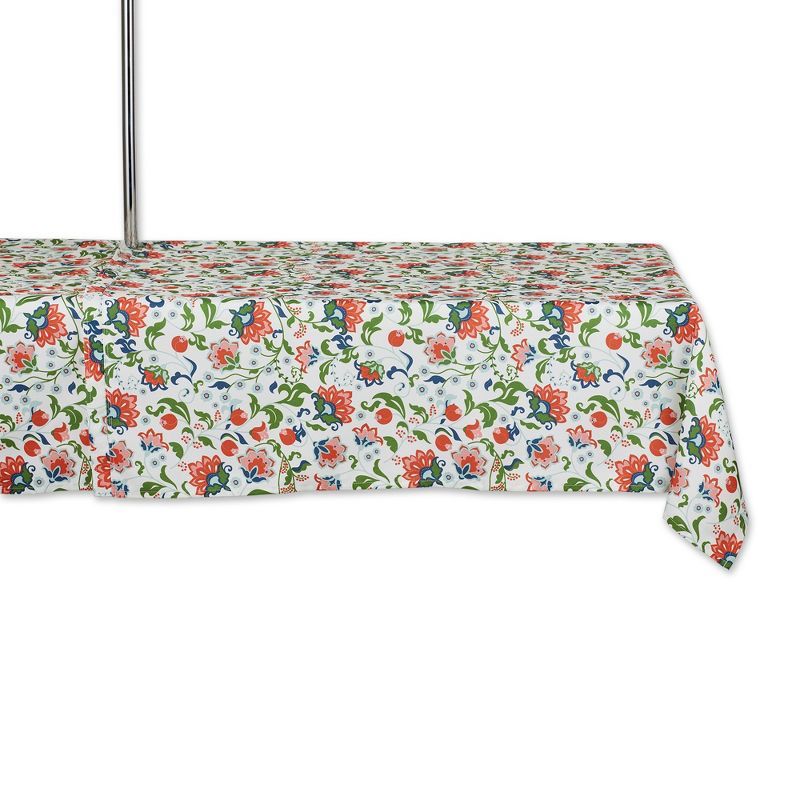 Garden Floral Print Multi-Color Polyester Outdoor Tablecloth with Zipper