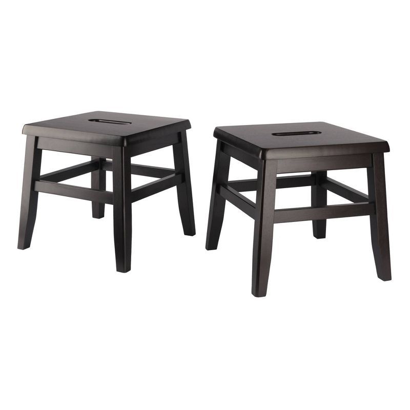 Kaya 2-Piece Black Solid Wood Conductor Stools