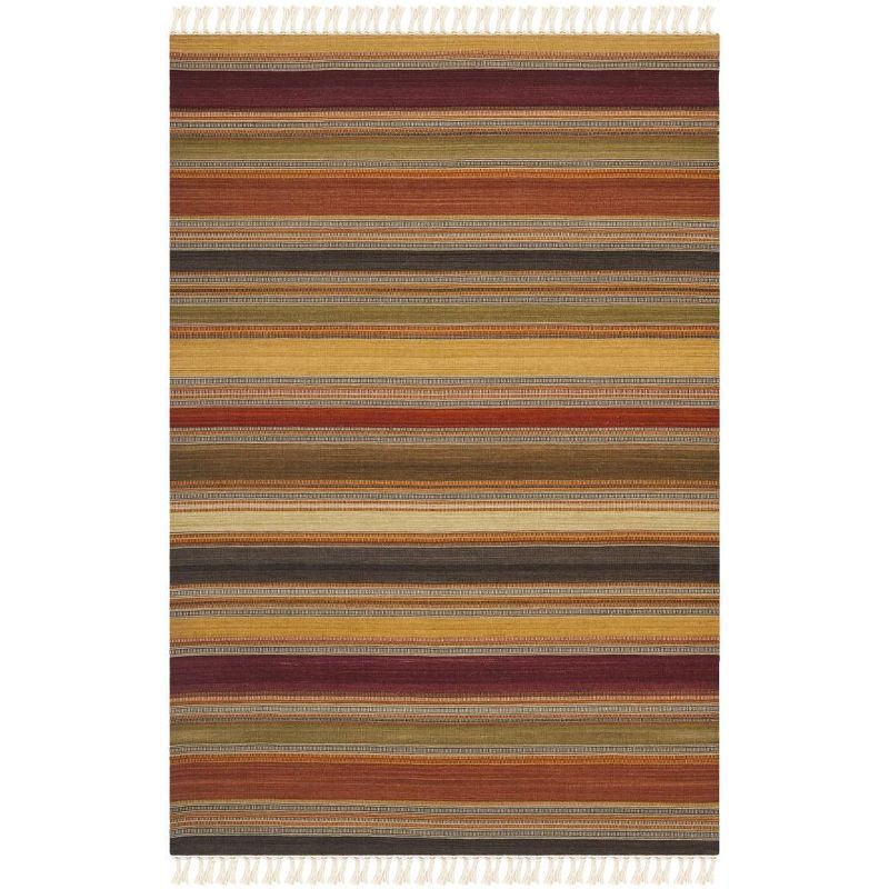 Bohemian Red Stripe Handwoven Wool 6' x 9' Area Rug