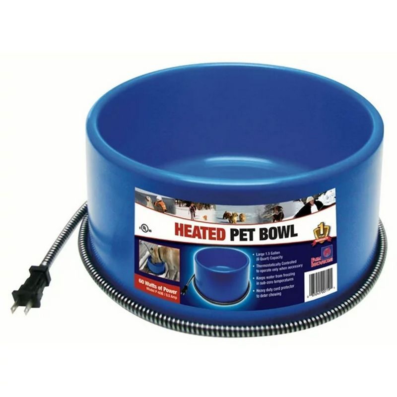 Blue 1.5 Gallon Heated Pet Water Bowl with Thermostatic Control