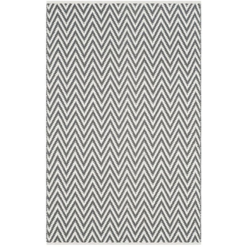 Handwoven Grey and Ivory Cotton Rectangular Rug 4' x 6'