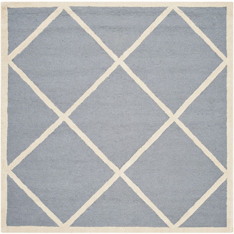 Hand-Tufted Silver/Ivory Wool 6' x 6' Square Rug