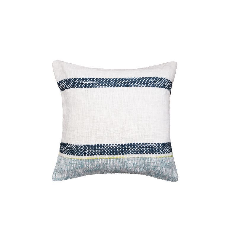 Luna 22" Blue and White Striped Cotton Throw Pillow