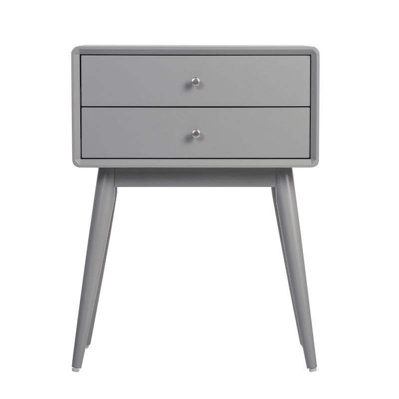 Gray Mid-Century Modern Two Drawer Side Table