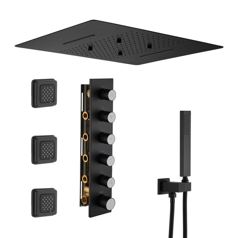 Matte Black Metal Multi-Head Ceiling Mounted Shower System